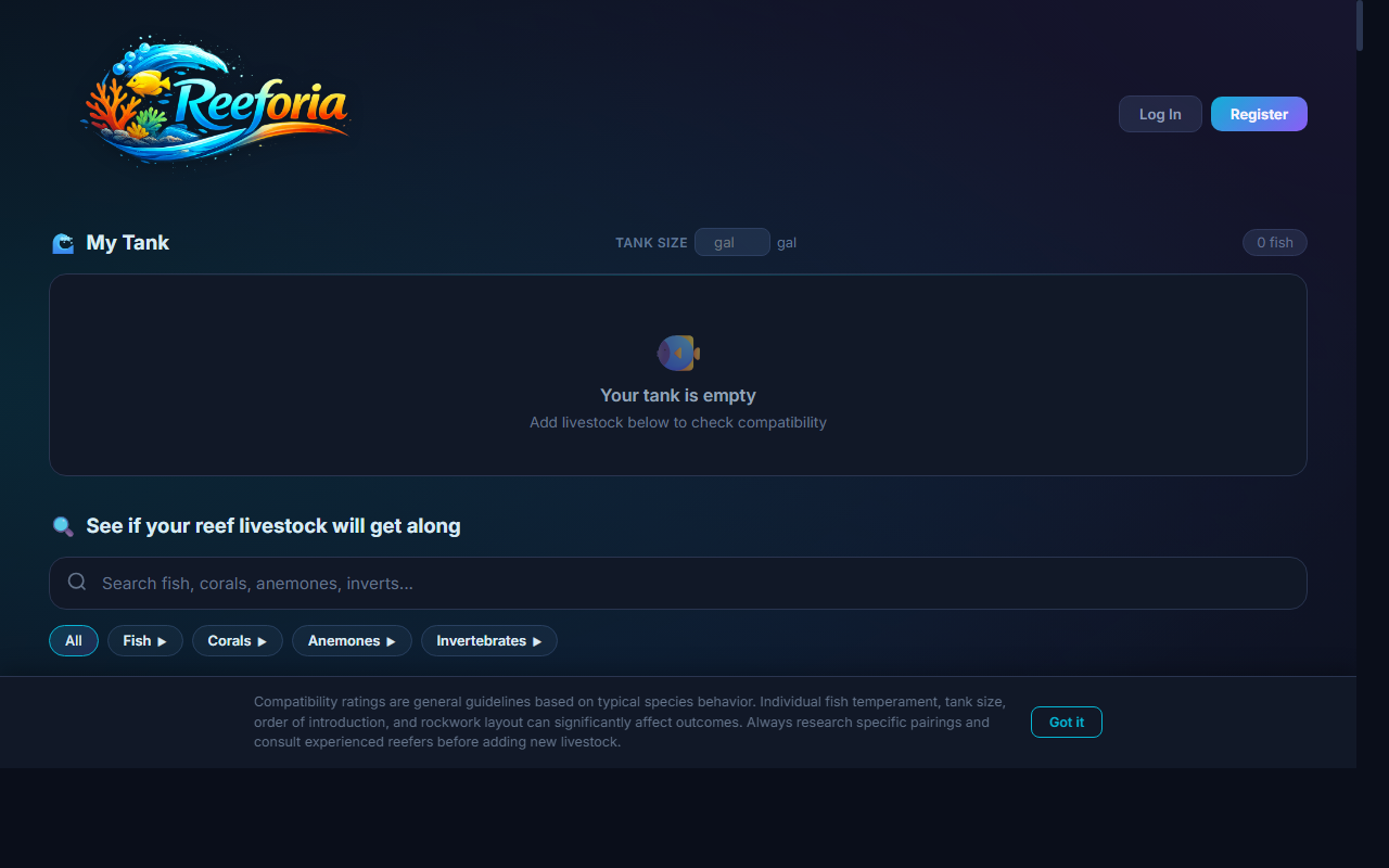 Reeforia - Aquatics and reef-keeping platform designed by HCK Technologies