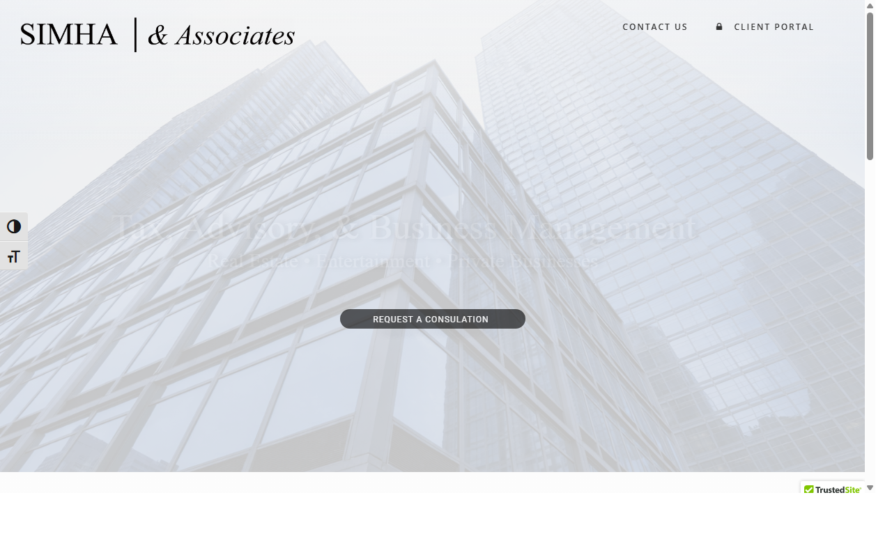 Simha CPA - Professional accounting firm website designed by HCK Technologies